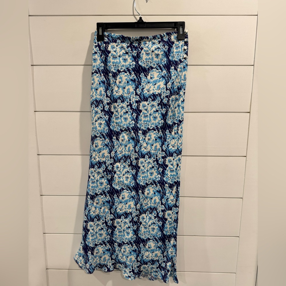 Rachel Comey Glass Floral Blue Midi Skirt - Picture 2 of 7